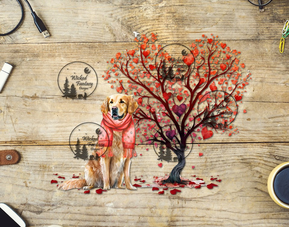 UVDTF Golden Retriever Valentines Day