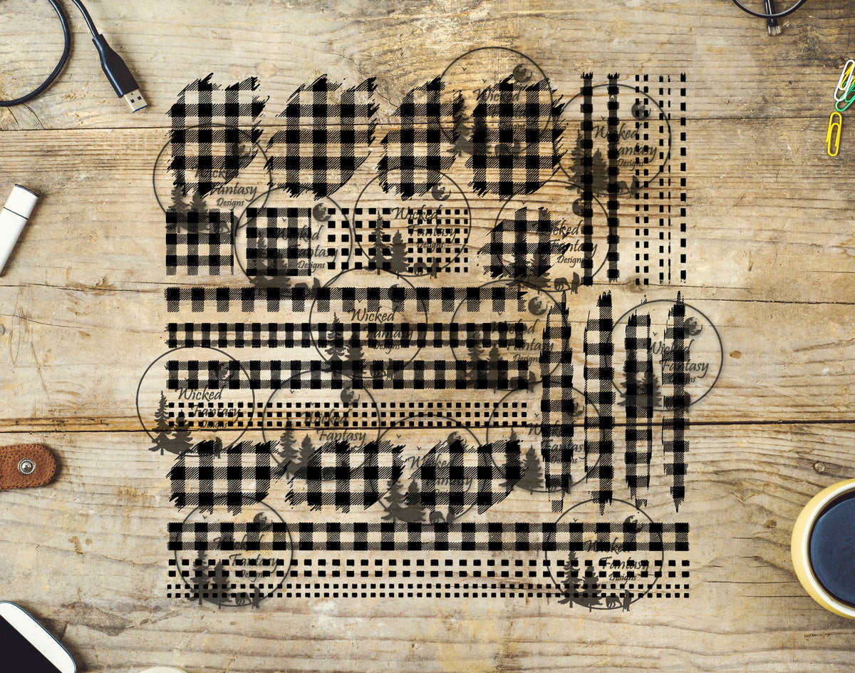 UVDTF Gingham Plaid Pattern Element Sheet