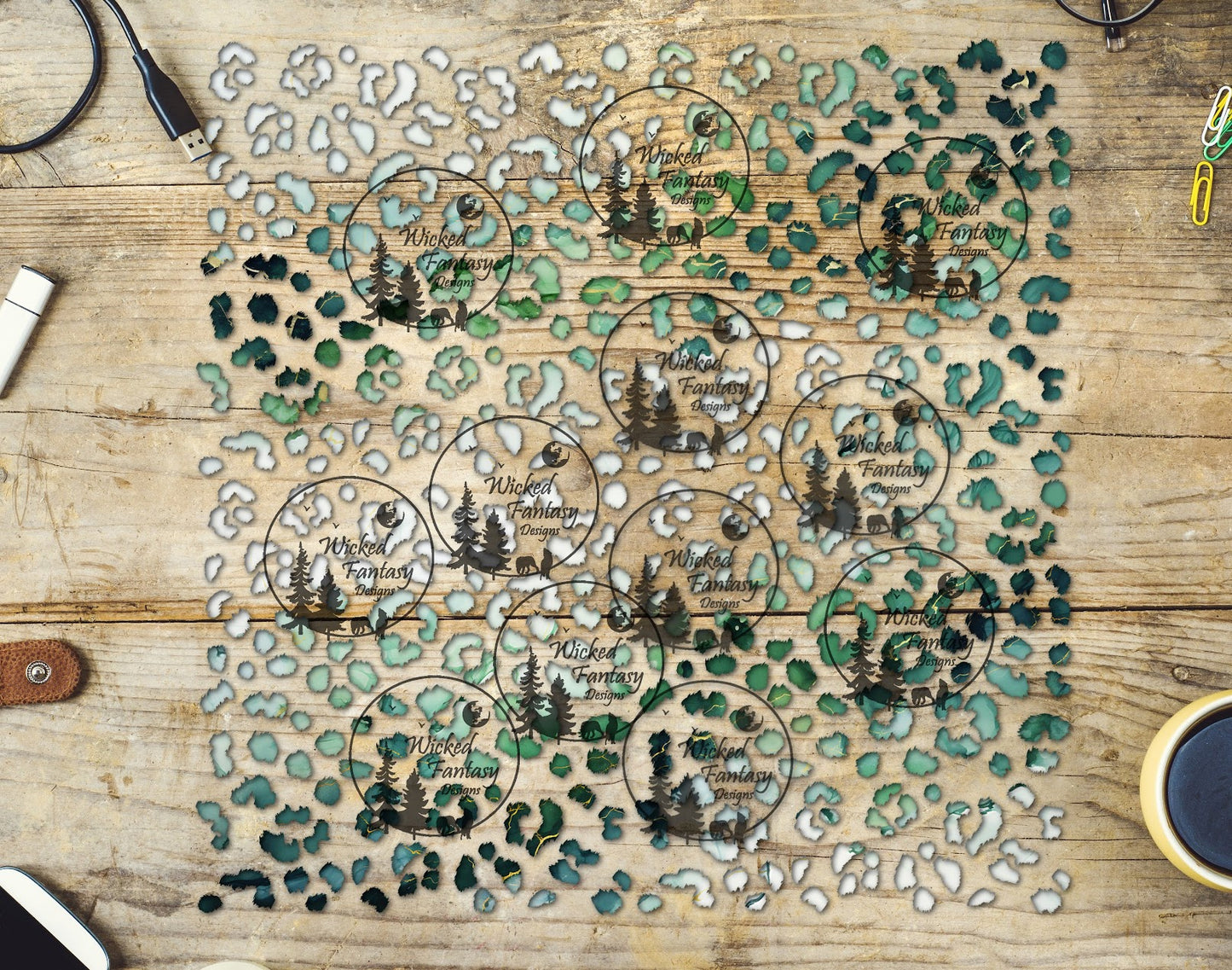 UVDTF Verdant Pearl Small Fuzzy Leopard Print 10"x10" Element Sheet