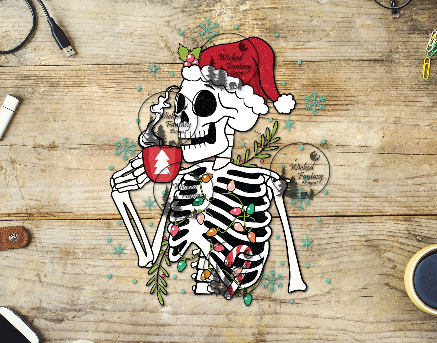 UVDTF Christmas Decorated Skeleton