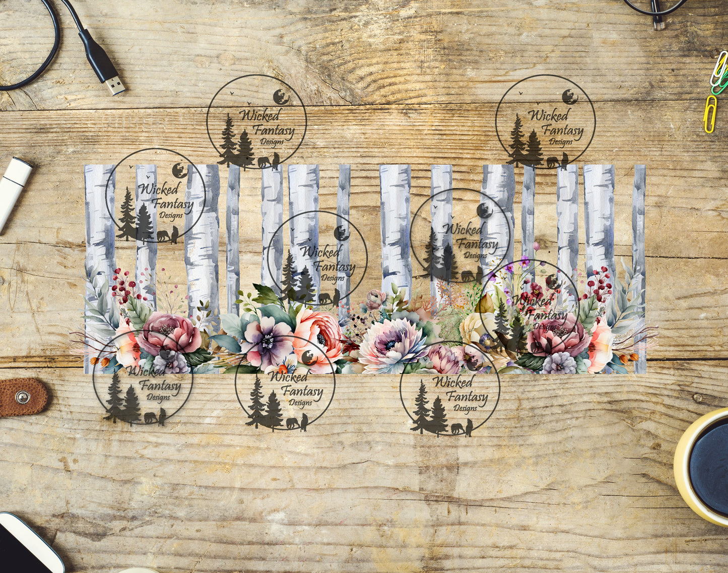 UVDTF Woodland Floral Border Element 11"