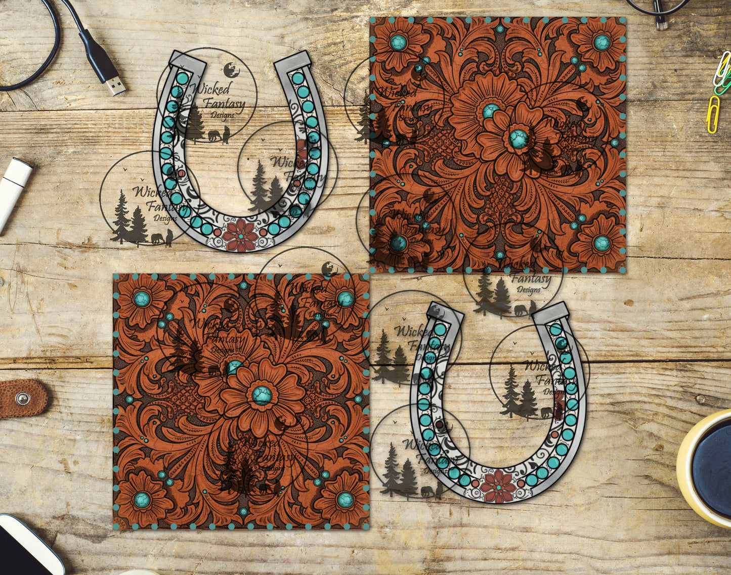 UVDTF Horseshoes and Tooled Leather Patches