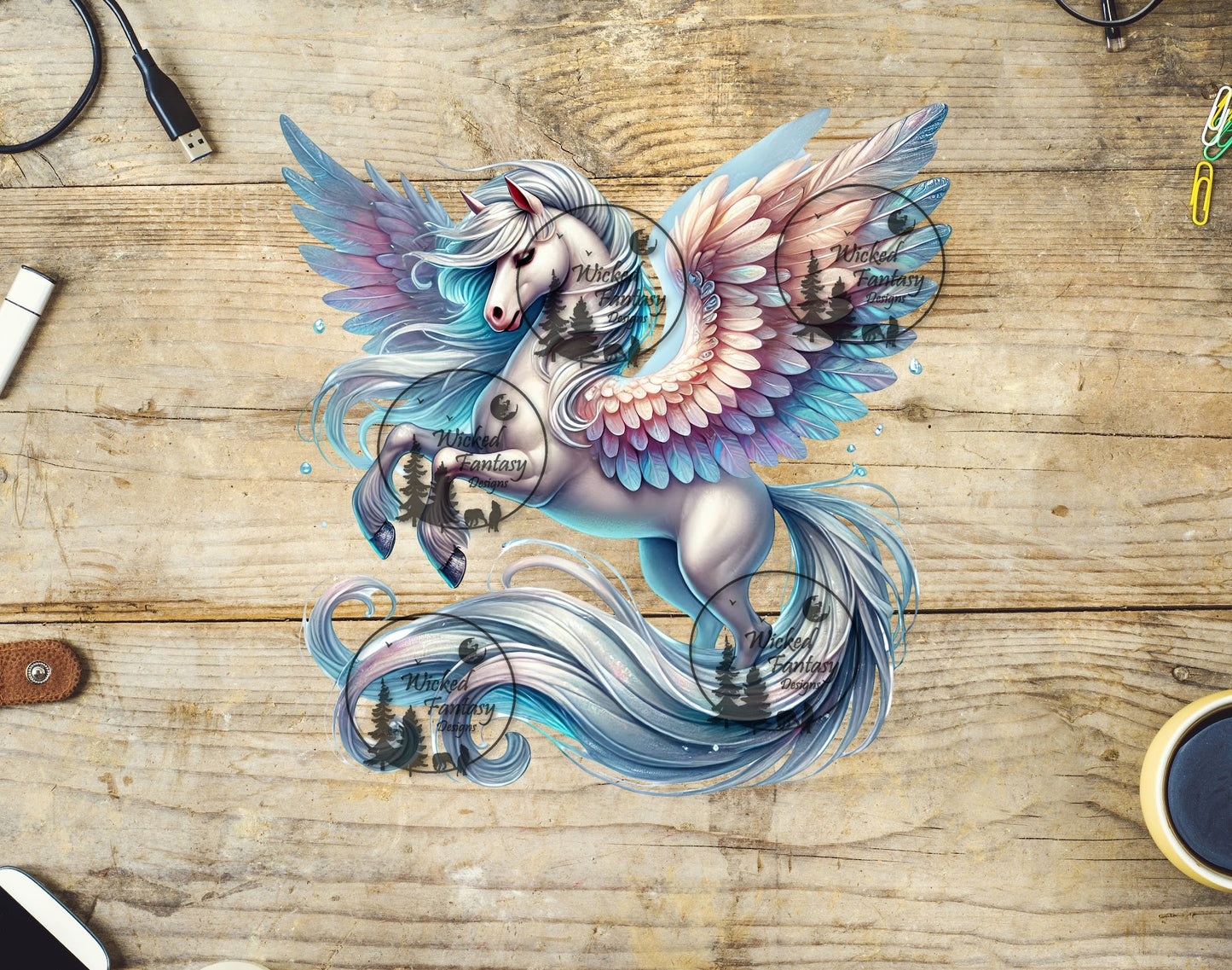 UVDTF Glowing Aqua Pegasus Unicorn