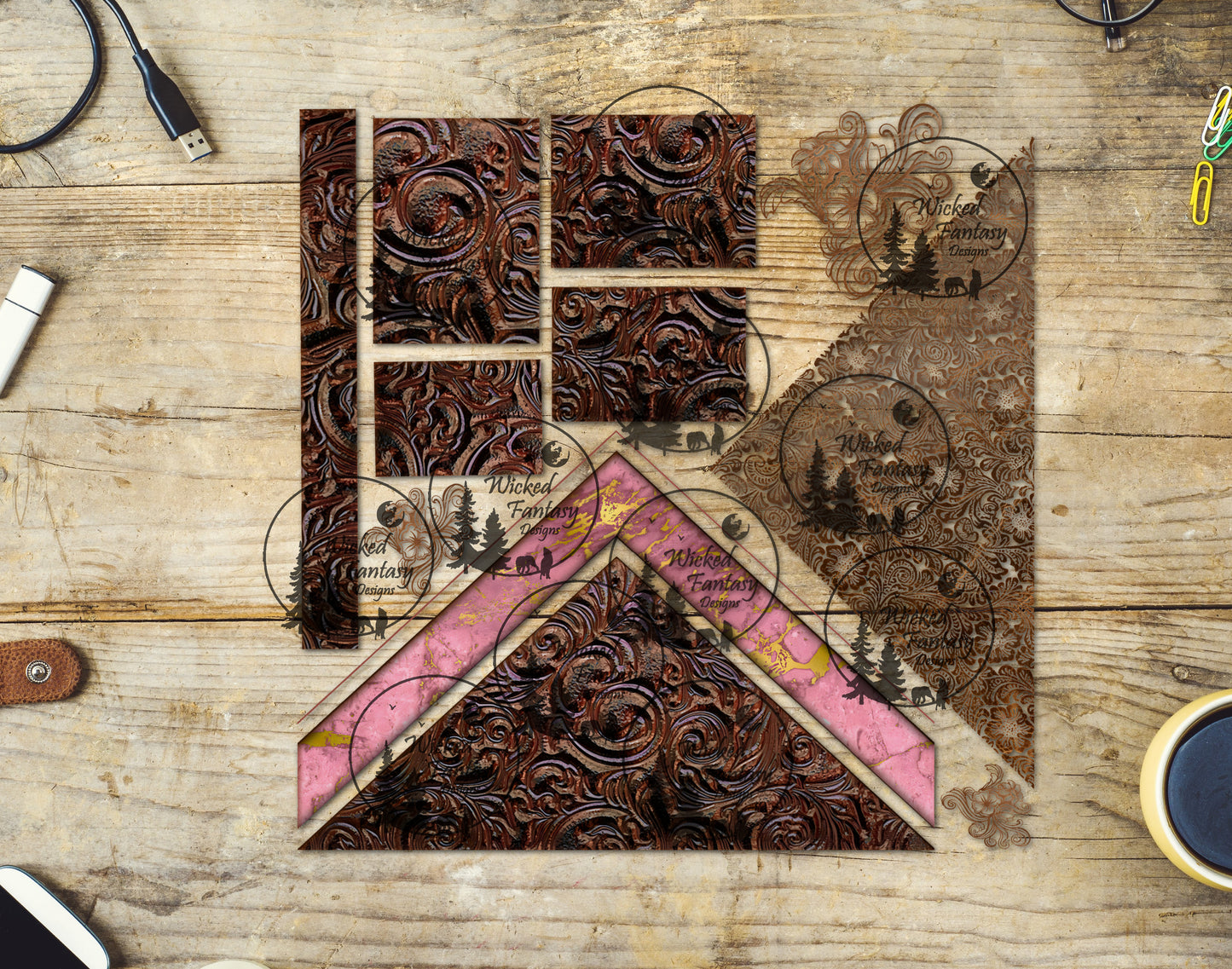 UVDTF Heritage Tooled Leather 11x11" Element