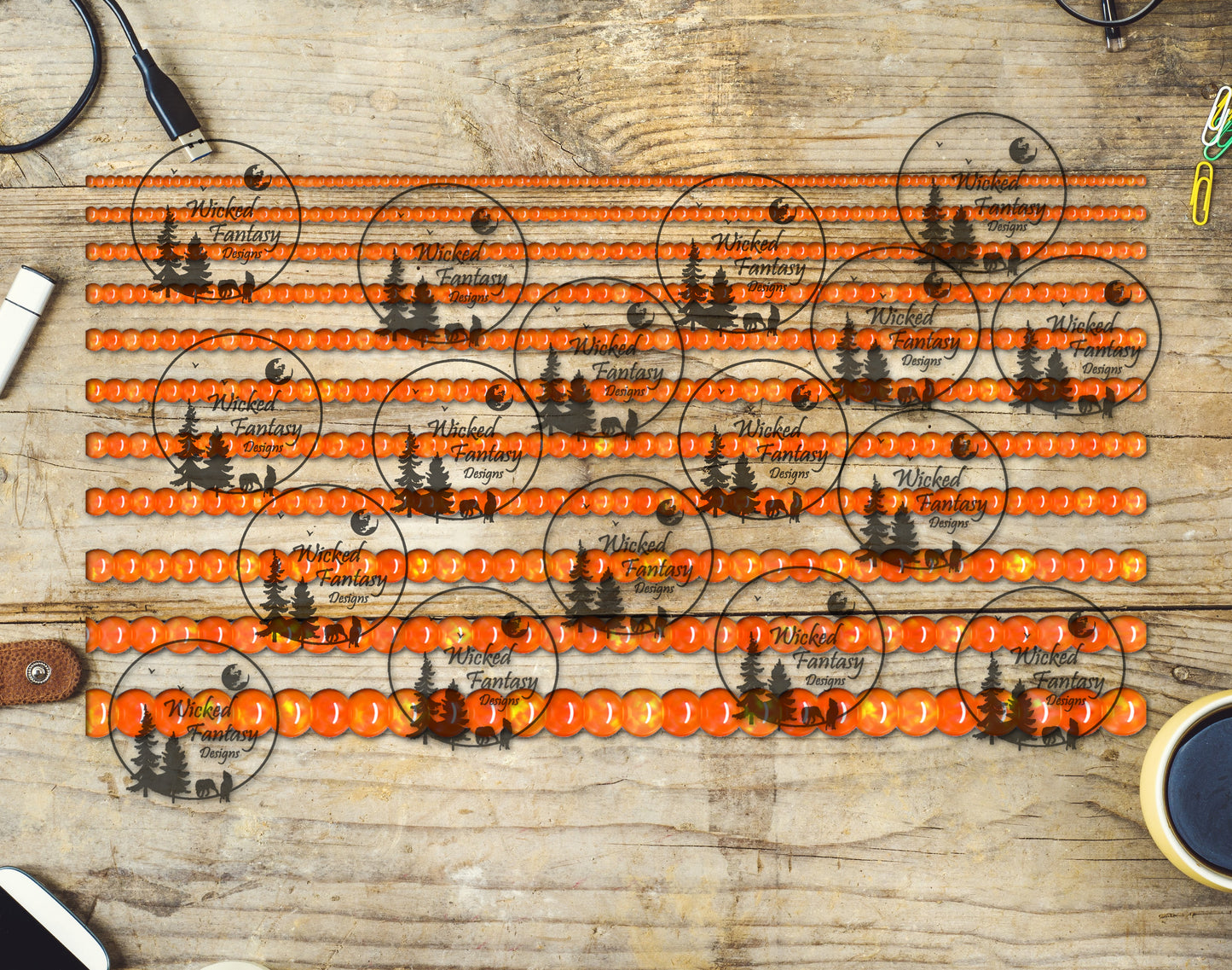 UVDTF Fire Opal Beads 6x12" Striping