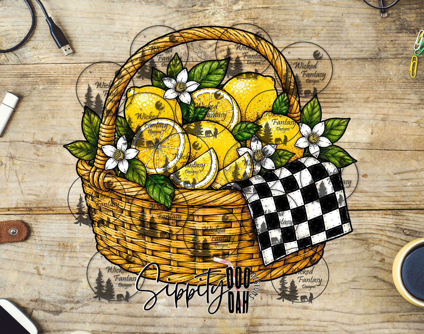 UVDTF Lemon Basket and Checkered Towel