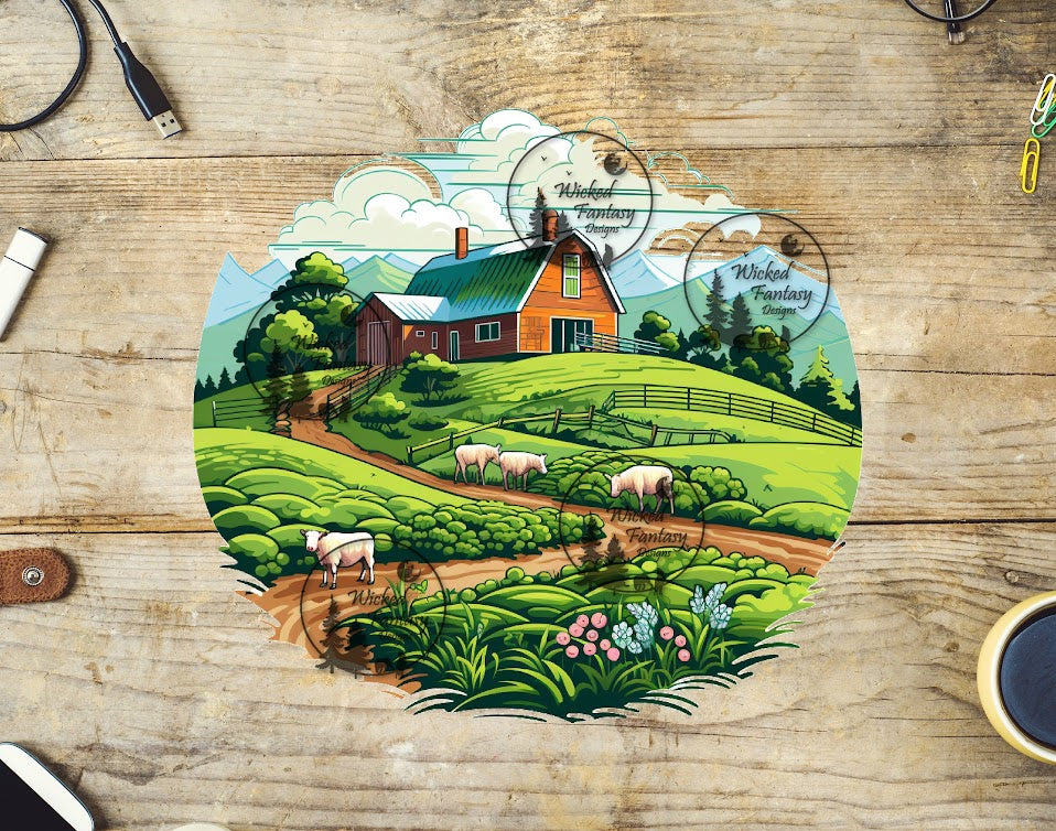 UVDTF Cow Pasture with white cows