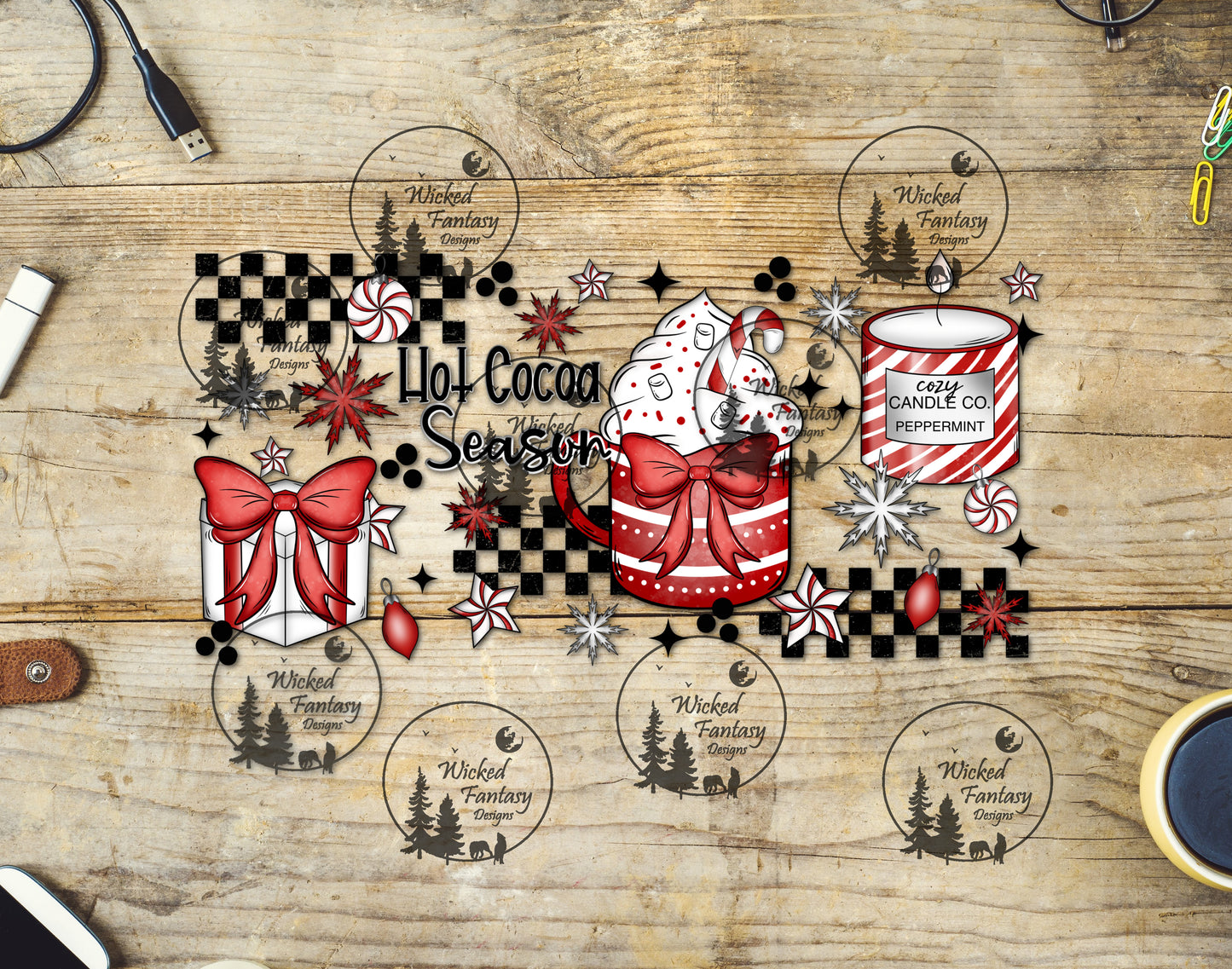 UVDTF Hot Cocoa Season Cozy Candle Co 16oz 40oz