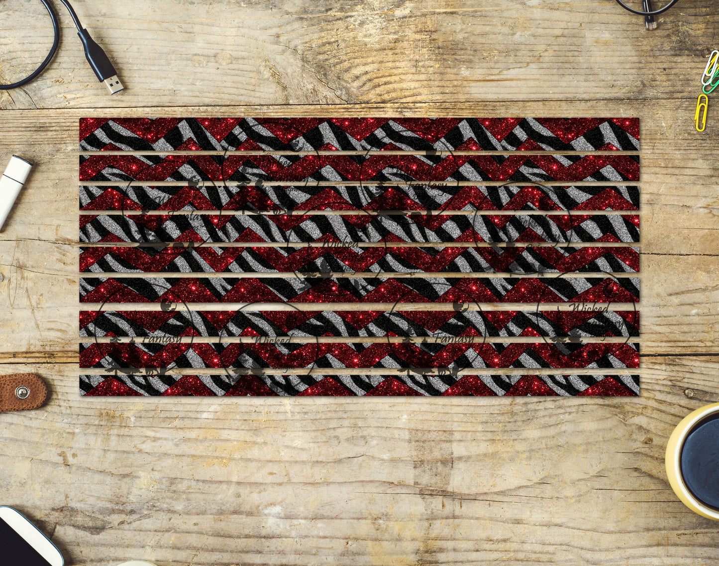 UVDTF Burgundy Zebra ZigZags 6x12" Striping element