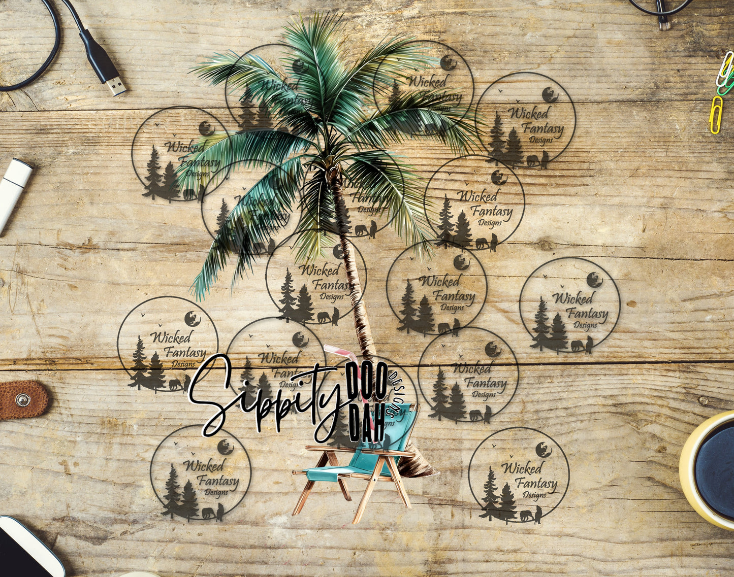 UVDTF Palm Tree and Beach Chair
