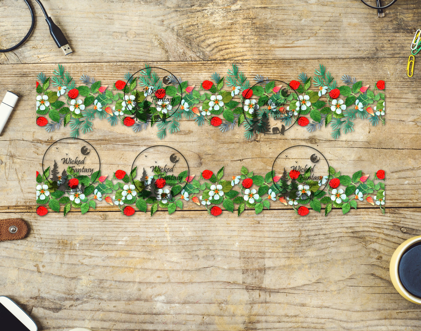 UVDTF Strawberries Border Element 12"