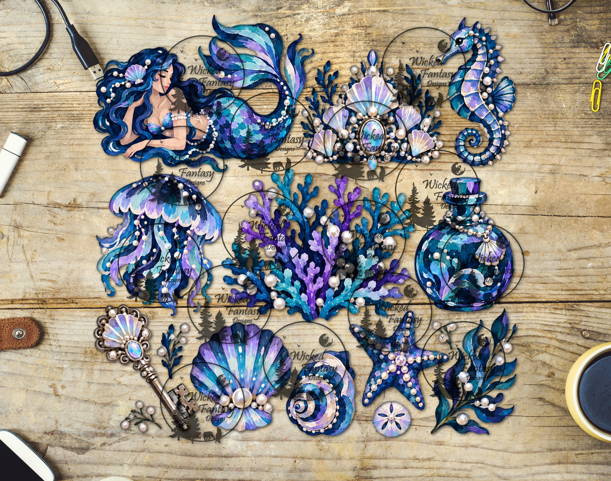 UVDTF Sunbathing Mermaid Element Sheet