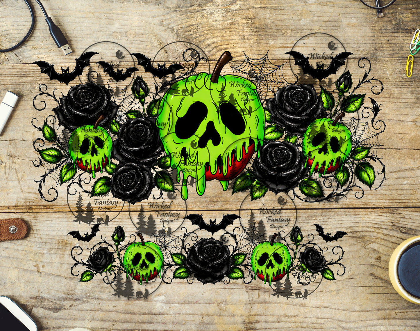 UVDTF Poison Apple and Black Roses 40oz 16oz
