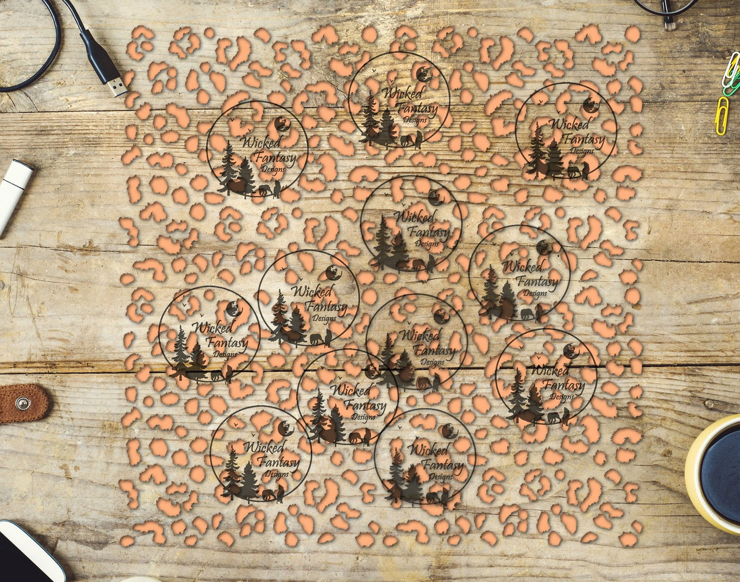 UVDTF Mesa Blush Small Fuzzy Leopard Print 10"x10" Element Sheet