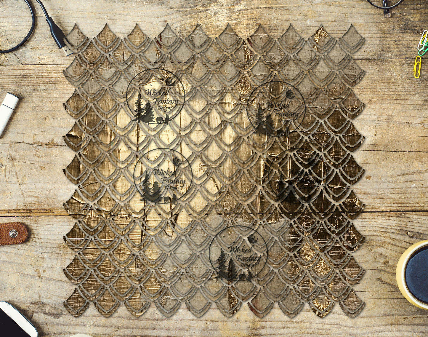 UVDTF Gold Leaf Dragon Scales 10"x10" Element