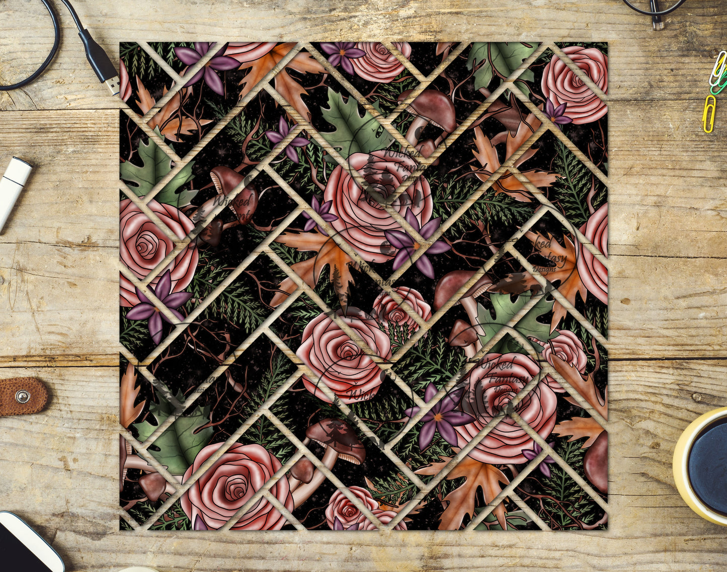 UVDTF Woodland Floral Herringbone 20oz 30oz 10"x10"