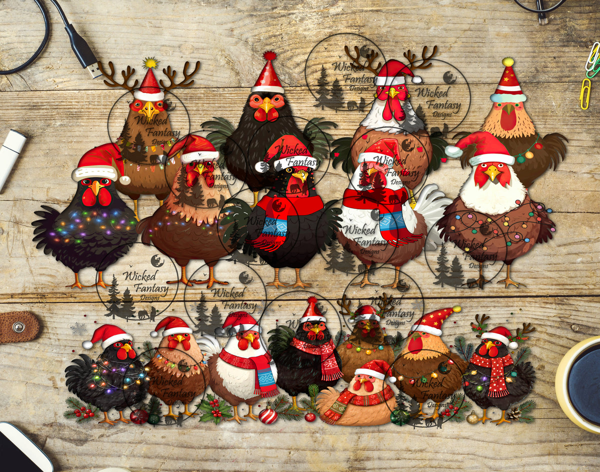 UVDTF Christmas Chickens Tumbler Element 16oz 40oz Wrap