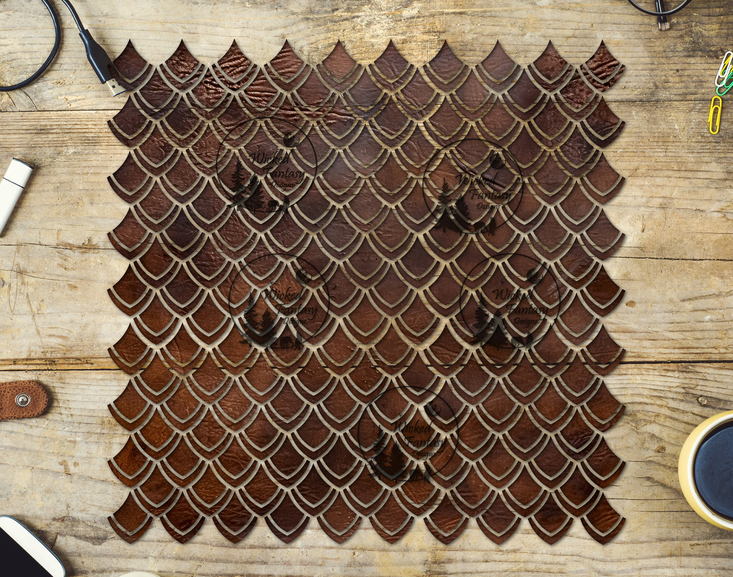 UVDTF Dark Leather Dragon Scales 10"x10" Element