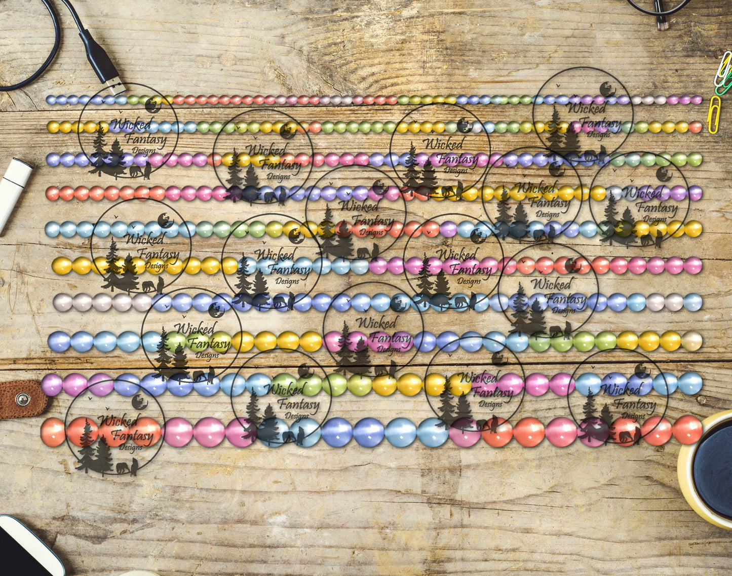UVDTF Rainbow Selenite Beads 6x12" Striping