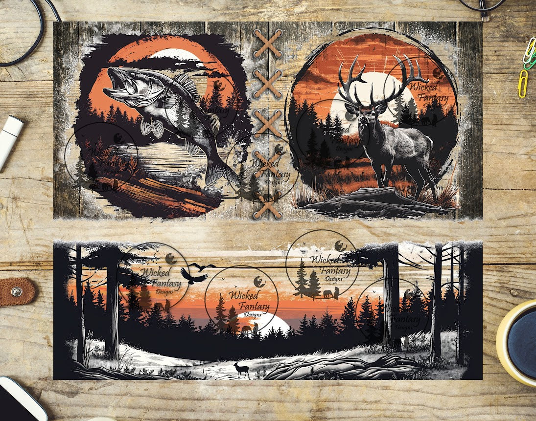 UVDTF Fishing and Hunting 20oz 30oz 10"x10"