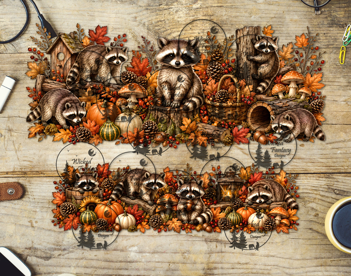 UVDTF Autumn Raccoon 40oz 16oz