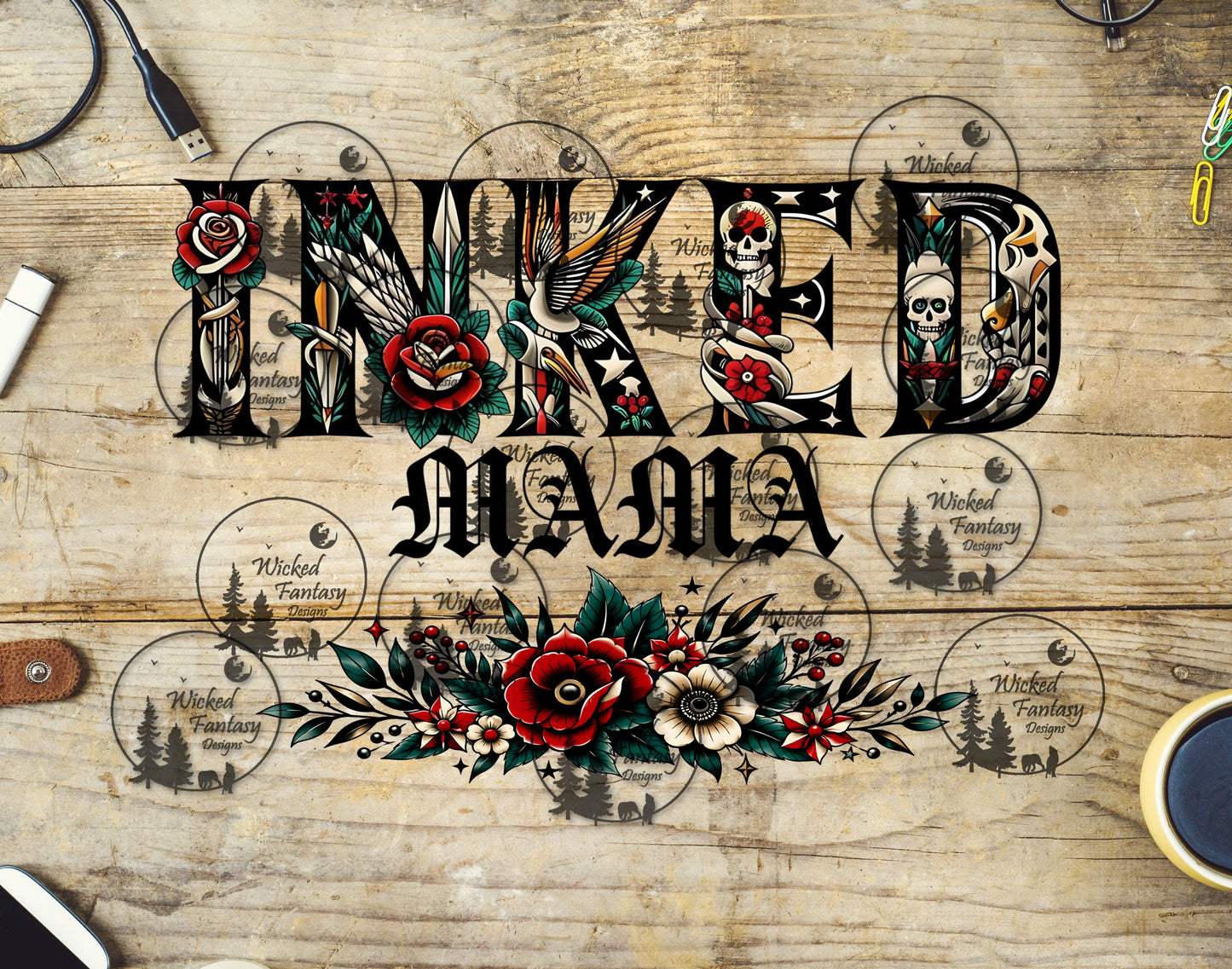 UVDTF Inked Mama 16oz 40oz Tumbler Wrap Element