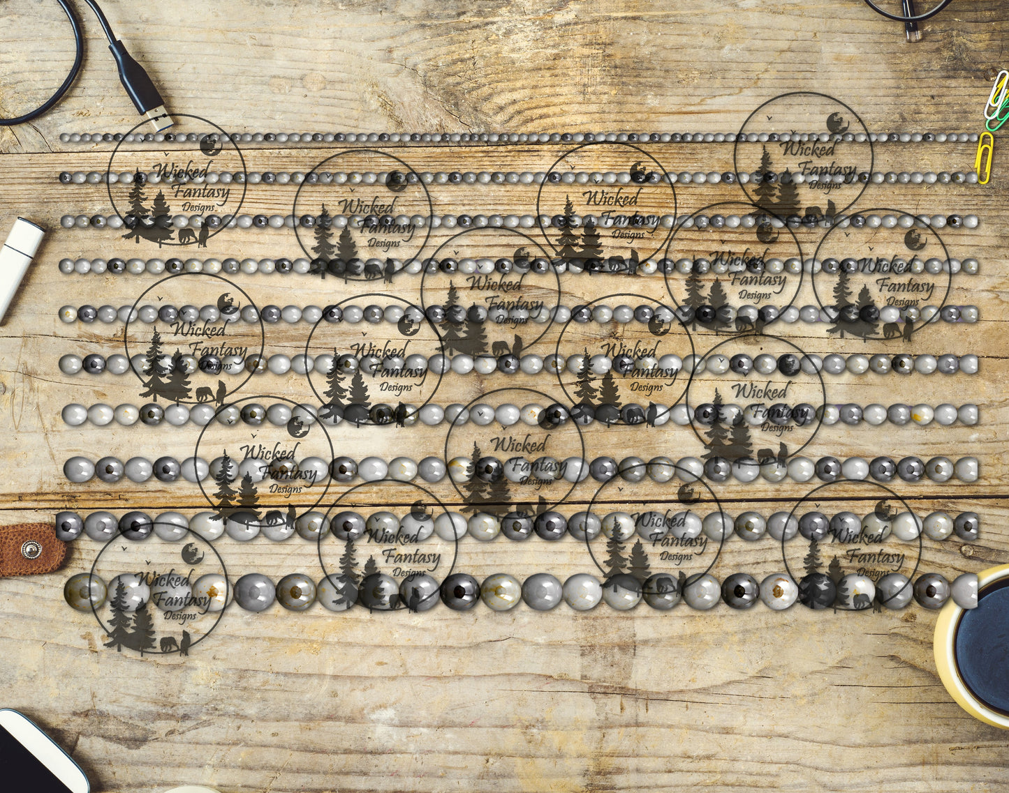 UVDTF Grey Agate Beads 6x12" Striping