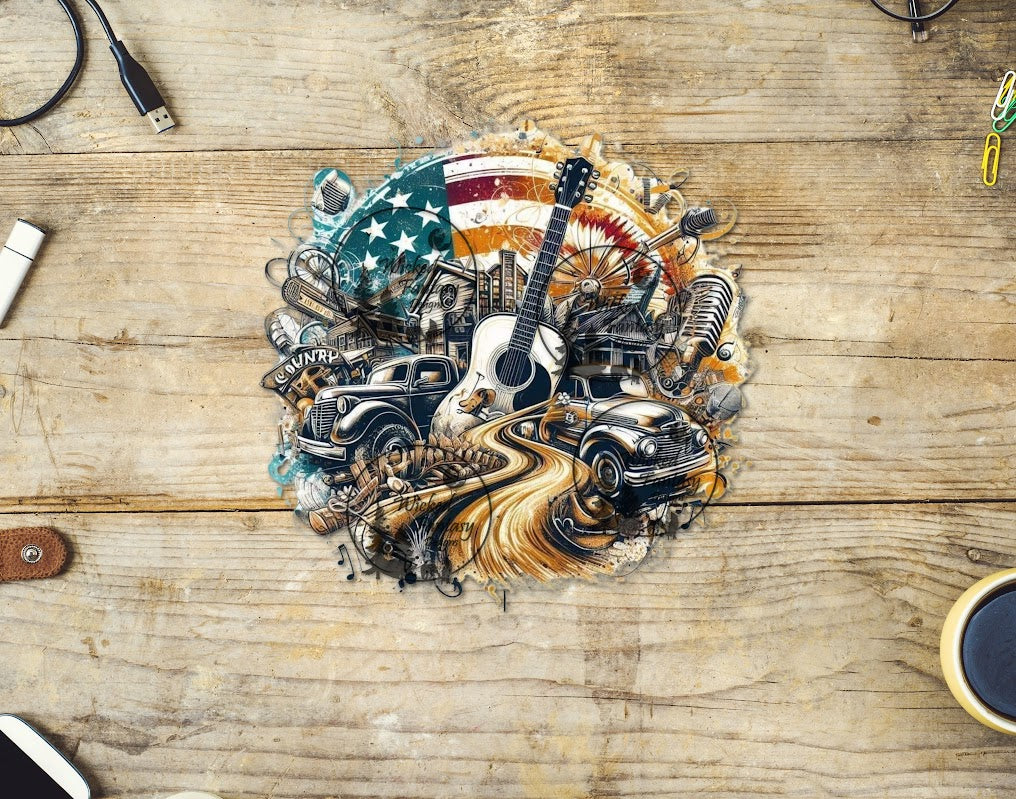 UVDTF America Country Music American Flag Patriotic