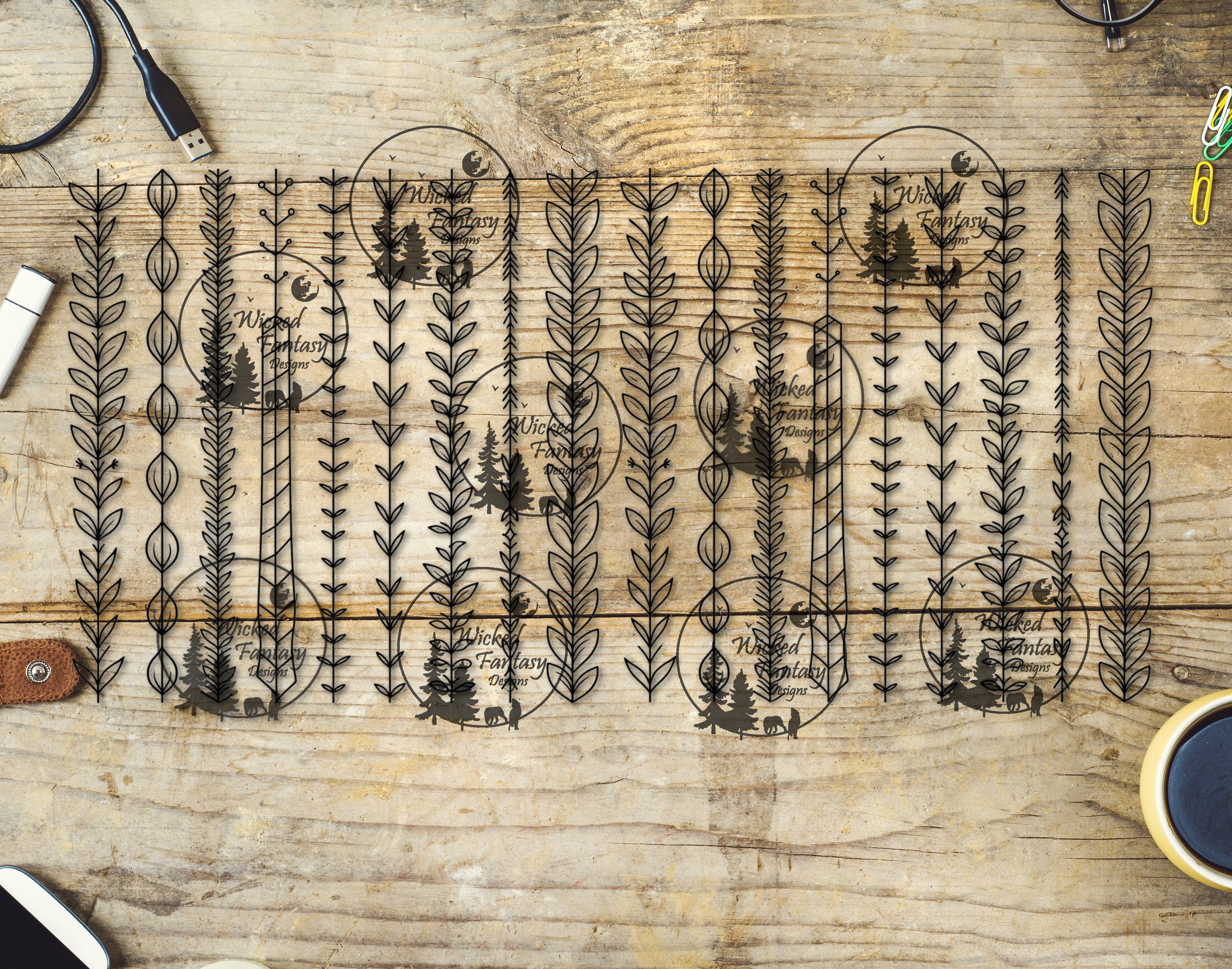 UVDTF Line Art Stitches 6x12" Striping element – Wicked Fantasy Designs