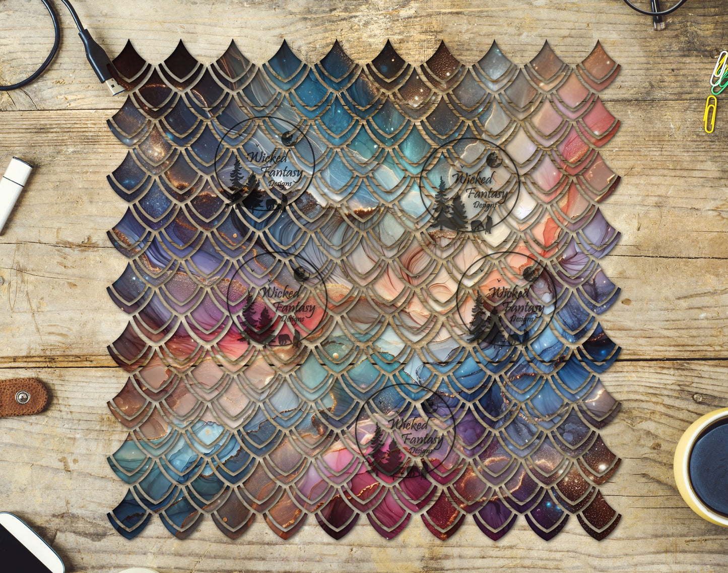 UVDTF Nebula Ink Swirls Dragon Scales 10"x10" Element