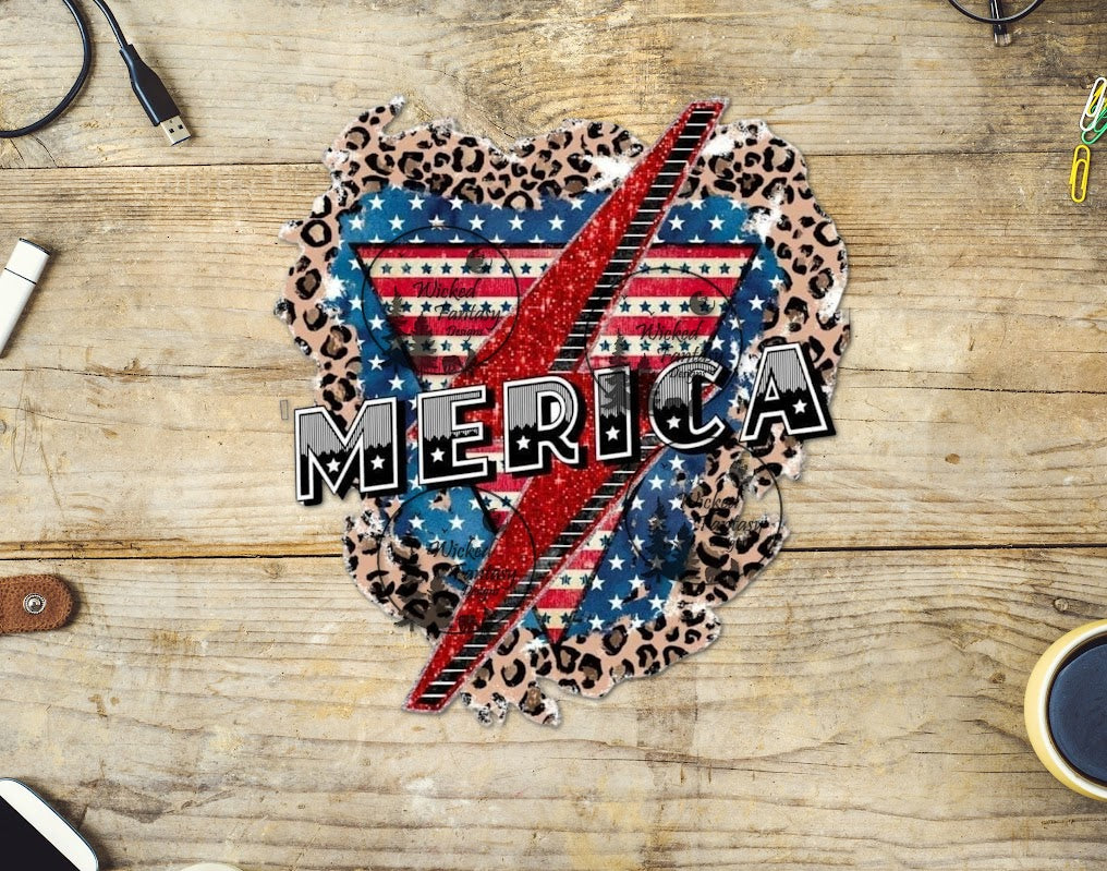 UVDTF 'Merica Leopard Print and Lightning Flag Patriotic