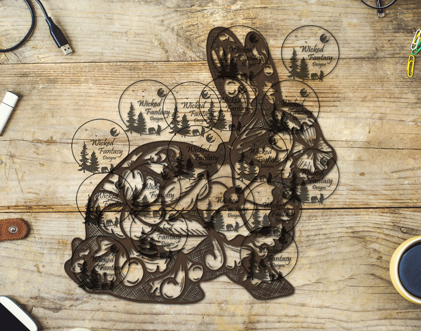 UVDTF Tooled Leather Rabbit