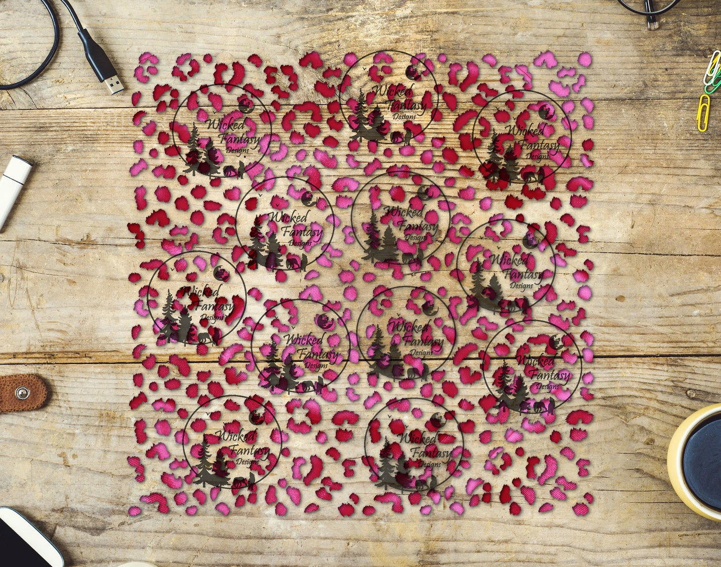 UVDTF Rose Small Fuzzy Leopard Print 10"x10" Element Sheet