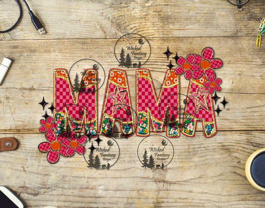 UVDTF Mama Pink Checkered and Retro Flowers