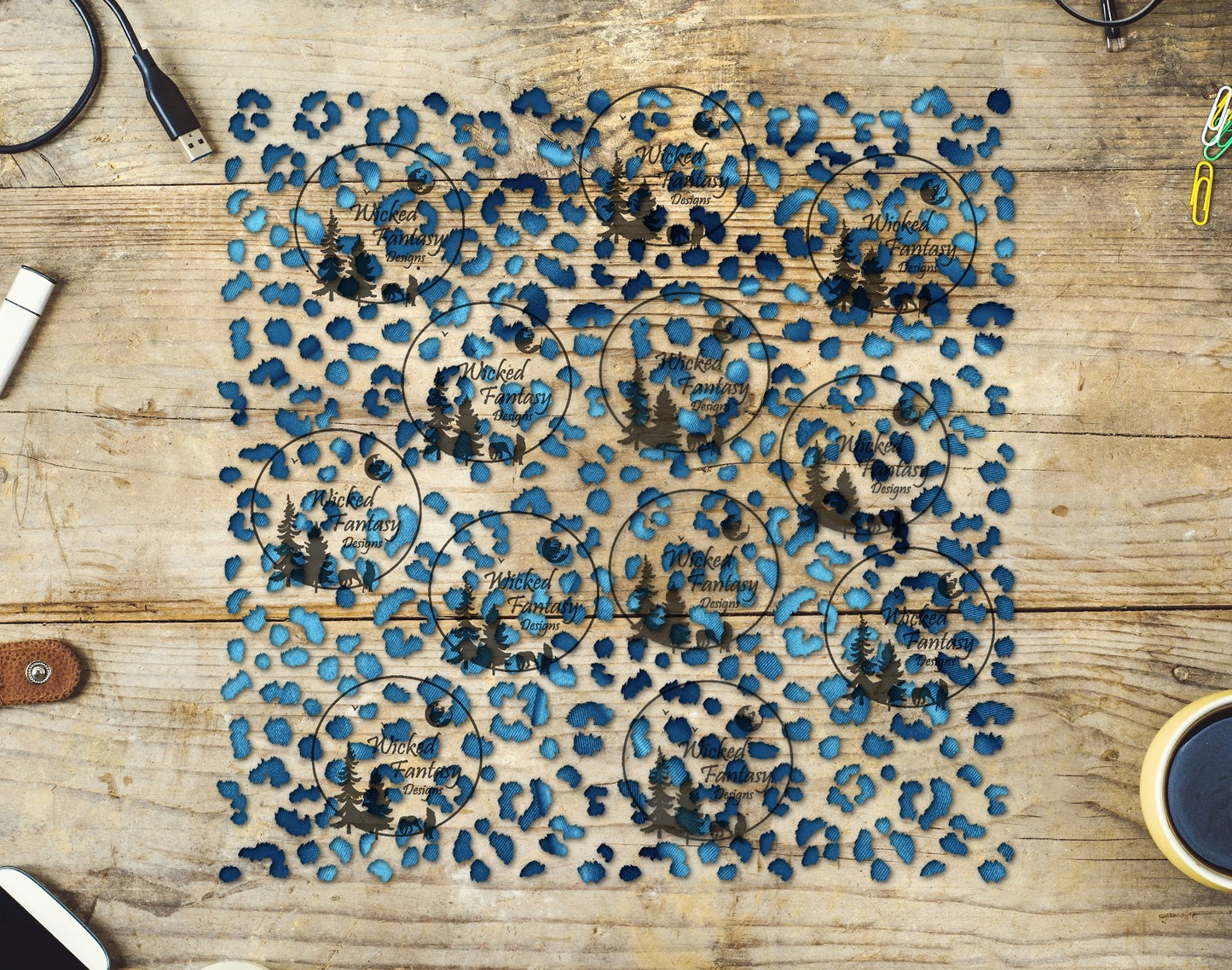 UVDTF Blue Jean Small Fuzzy Leopard Print 10"x10" Element Sheet