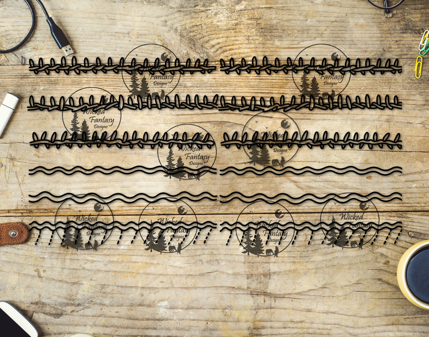 UVDTF Line Art Stitches III 6x12" Striping element