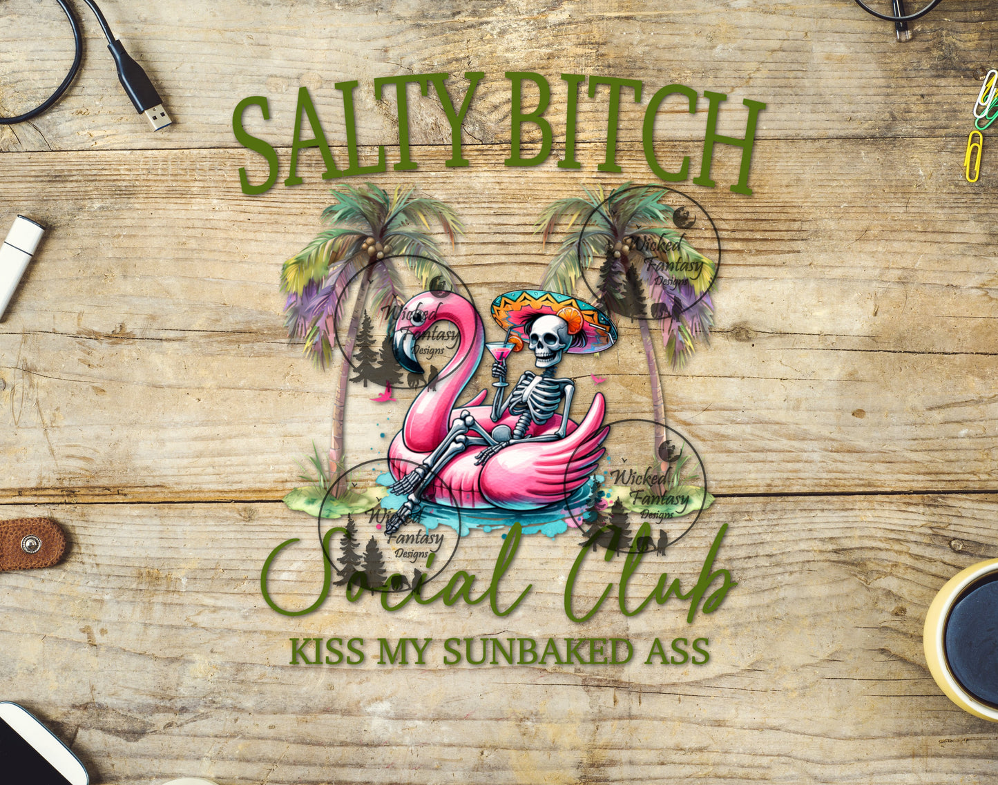 UVDTF Salty B** Social Club Skeleton Flamingo