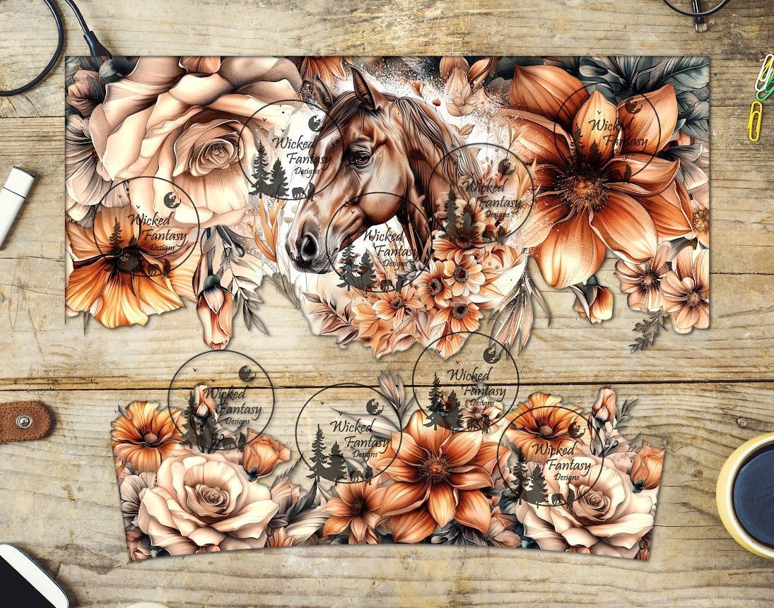 UVDTF Rust and Neutrals Chestnut Horse 16oz 40oz Tumbler Wrap