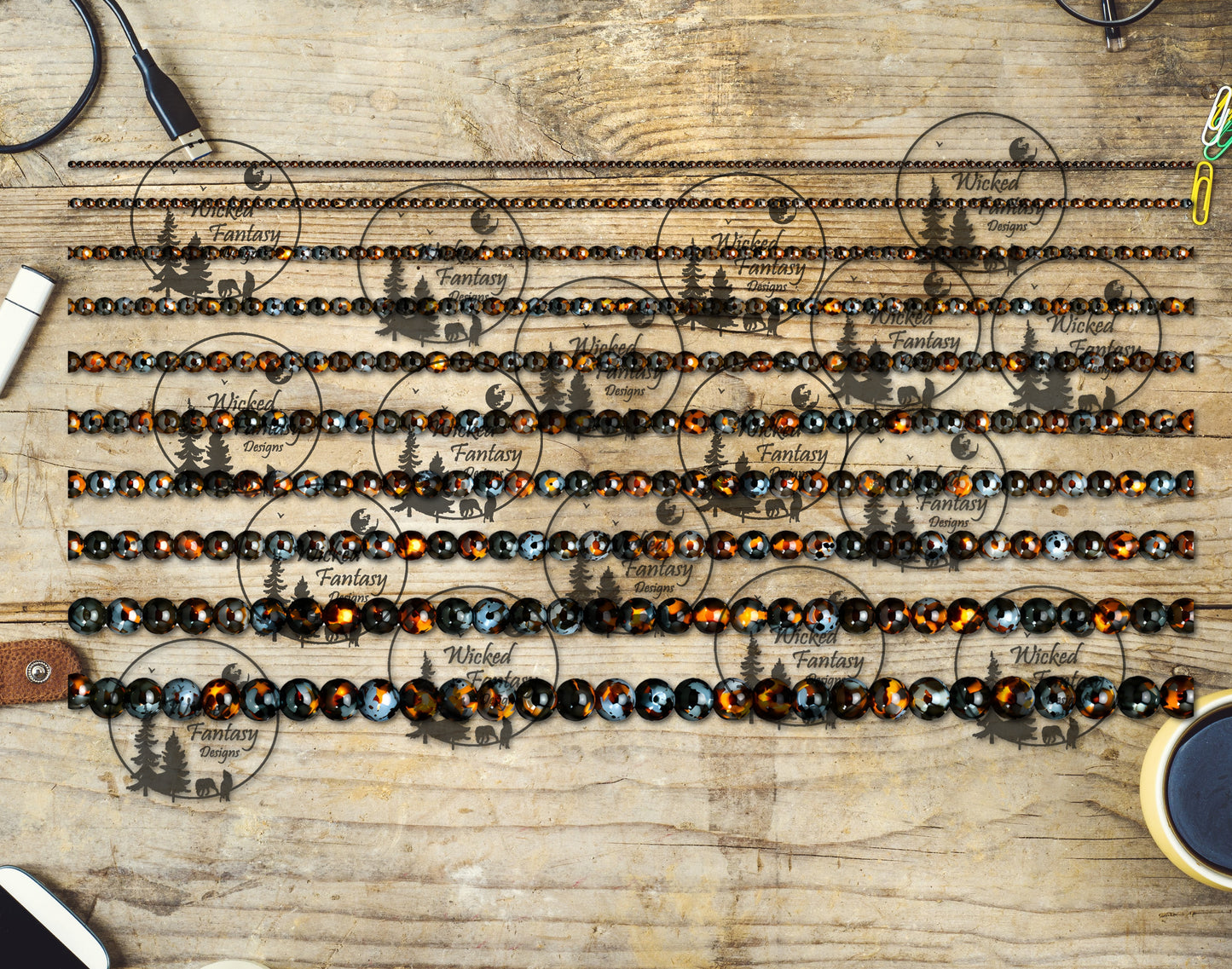 UVDTF Yooperlite Fire Beads 6x12" Striping