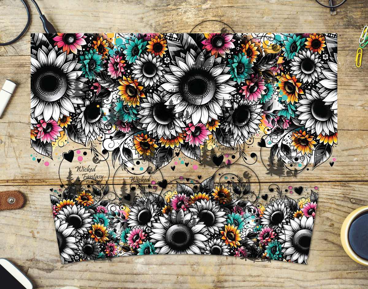 UVDTF Black and White Sunflowers 40oz 16oz