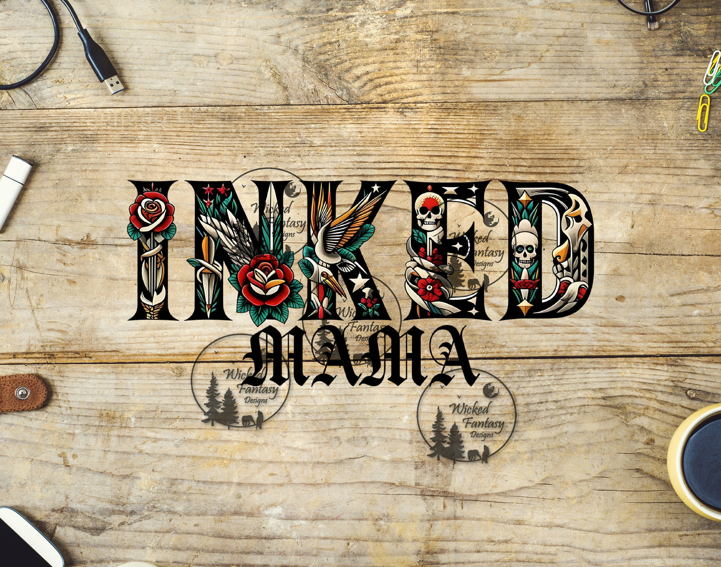 UVDTF Inked Mama 16oz 40oz Tumbler Wrap Element