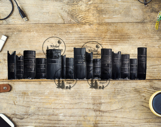 UVDTF Decal Tumbler Element Black Gothic Books on Shelf