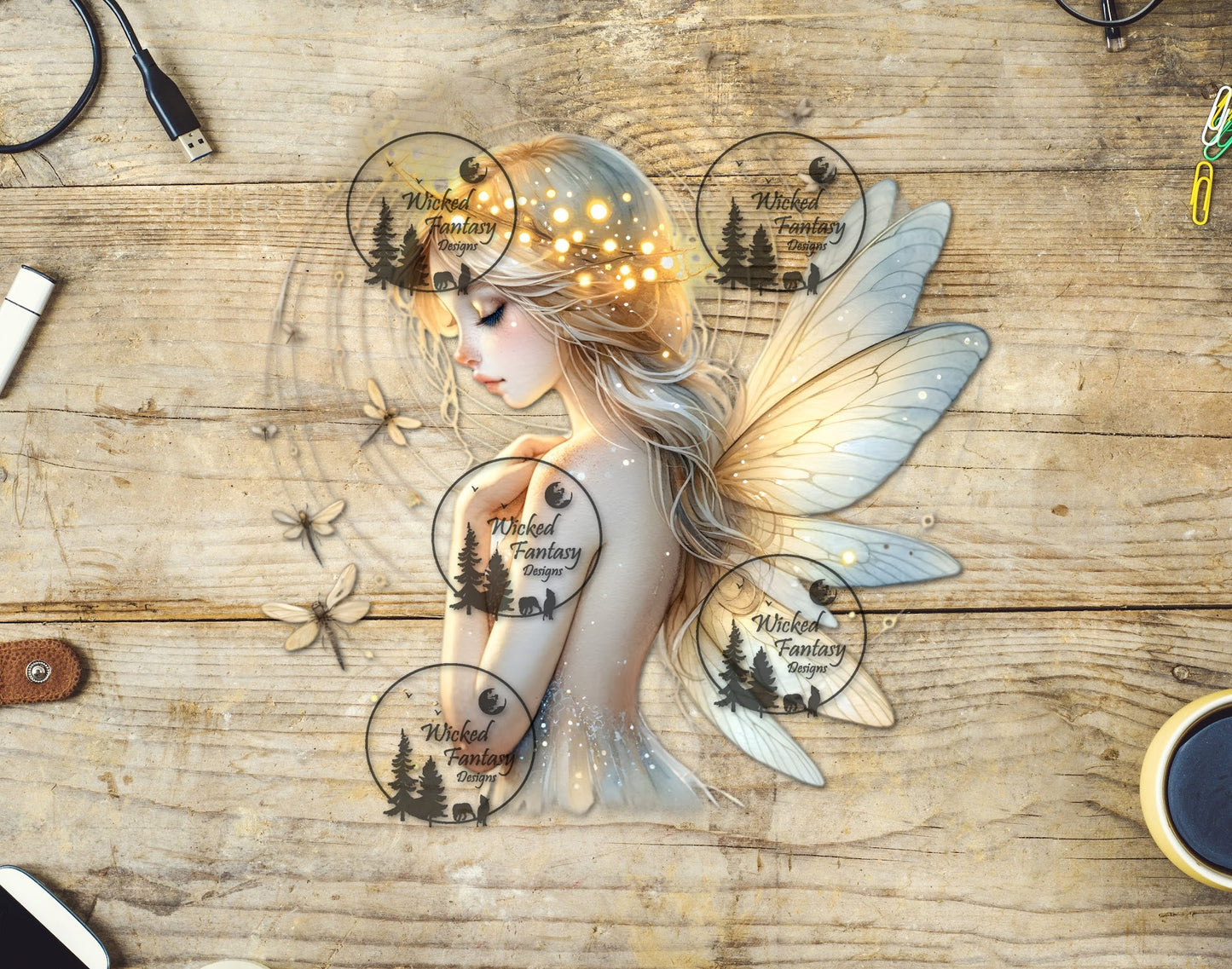 UVDTF Golden Fairy with Dragonflies