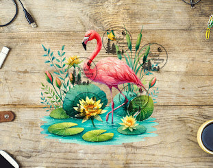 UVDTF Flamingo with lily pads