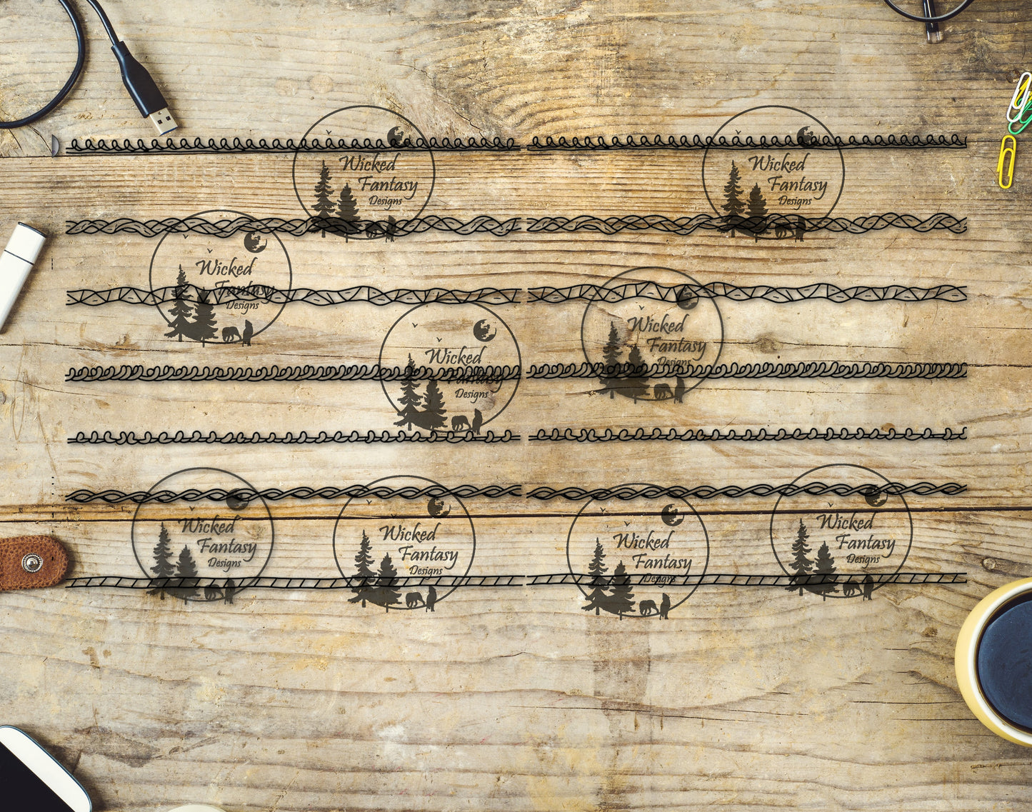 UVDTF Line Art Stitches VIII 6x12" Striping element