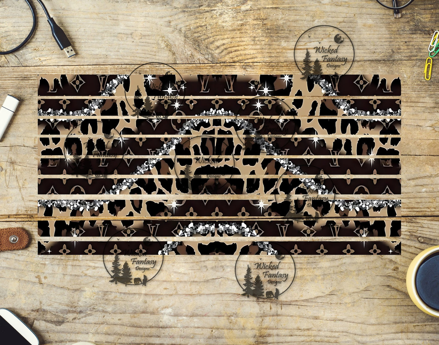 UVDTF Bougie Leopard Striping 6x12" tumbler element