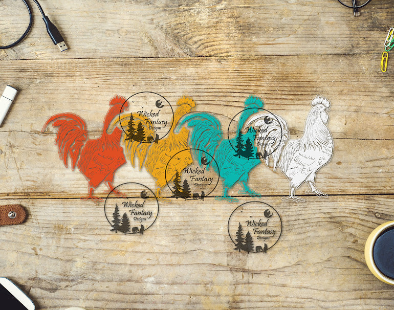 UVDTF Colorful Rooster Strut