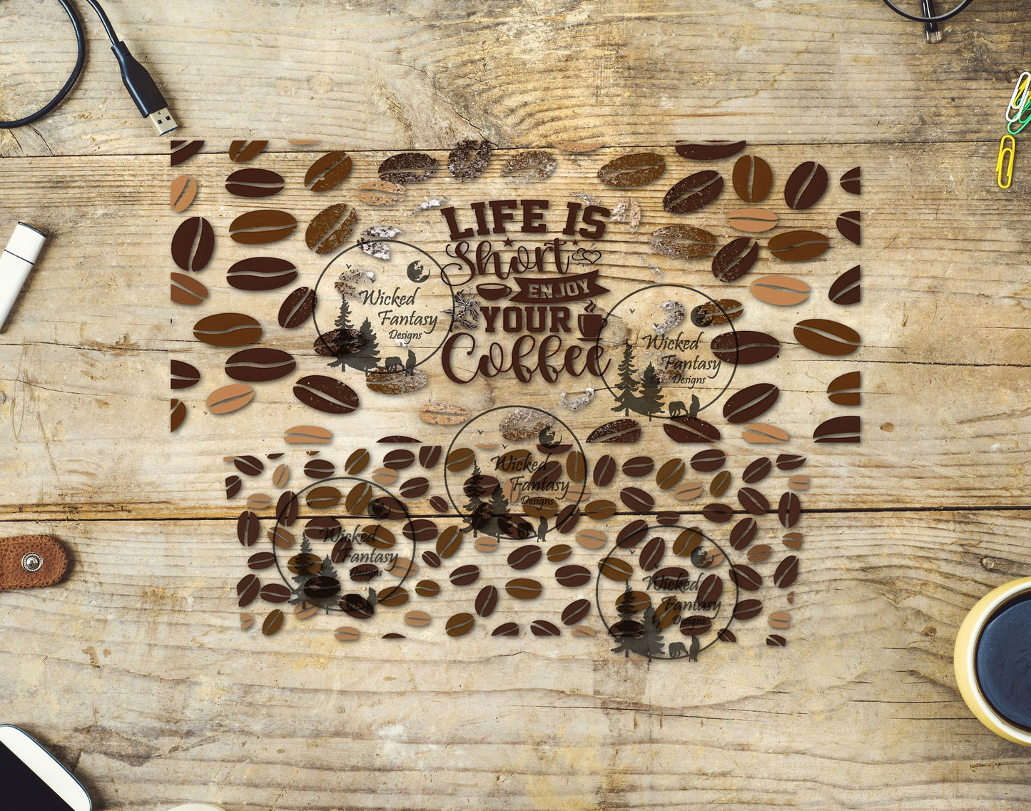 UVDTF Life is Short Enjoy Coffee Element 40oz 16oz Multiple Sizes