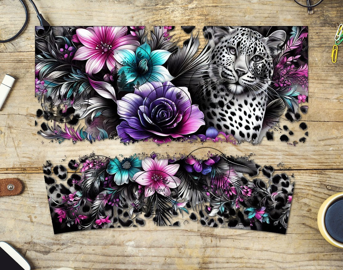 UVDTF Leopard Floral 16oz 40oz Tumbler Wrap