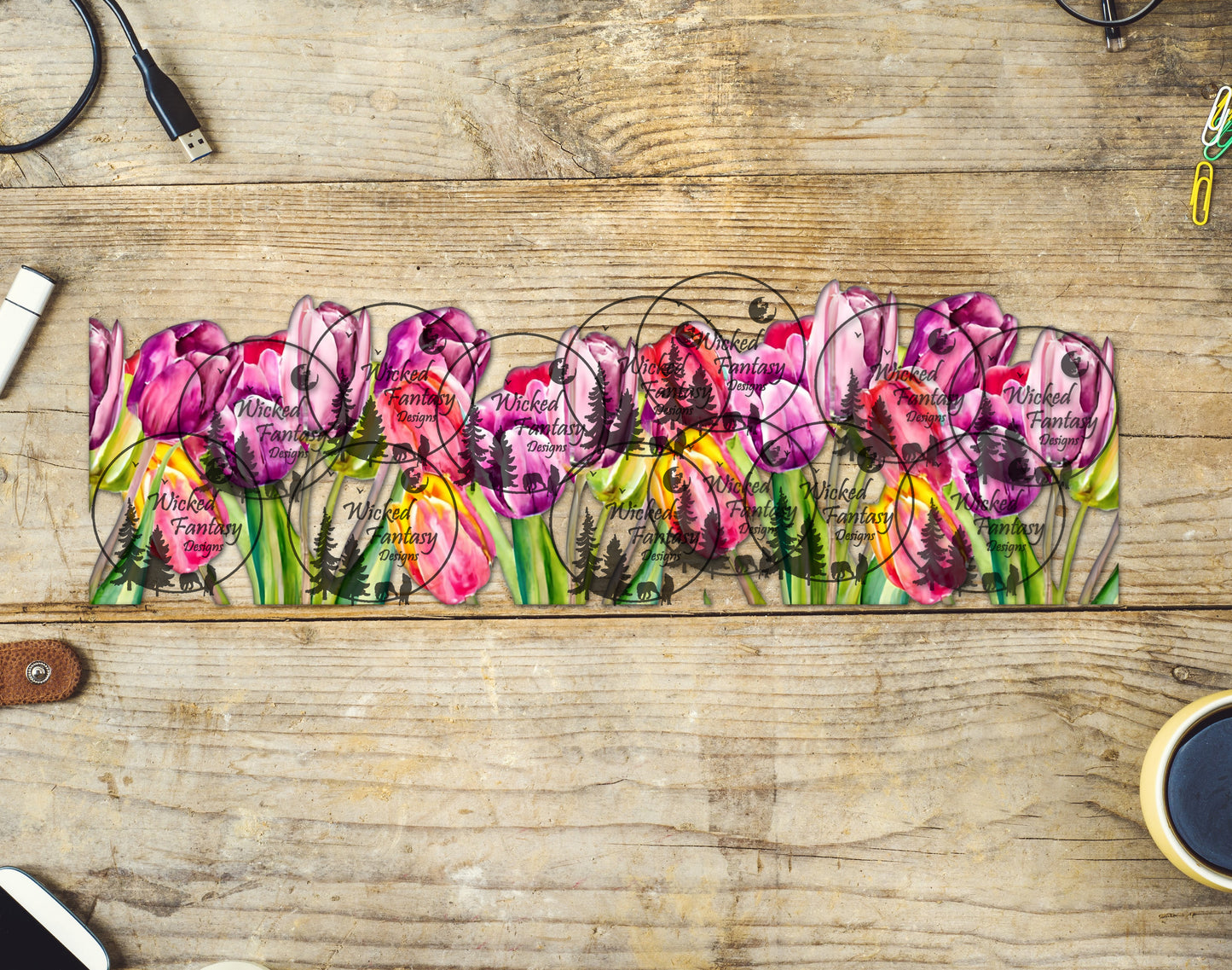 UVDTF Spring Tulips Border Element 11"